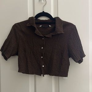 Zara brown crop shirt